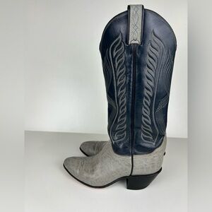 TONY LAMA BLACK LABEL VINTAGE WESTERN BOOTS BLUE GREY ANTELOPE LEATHER SIZE 5